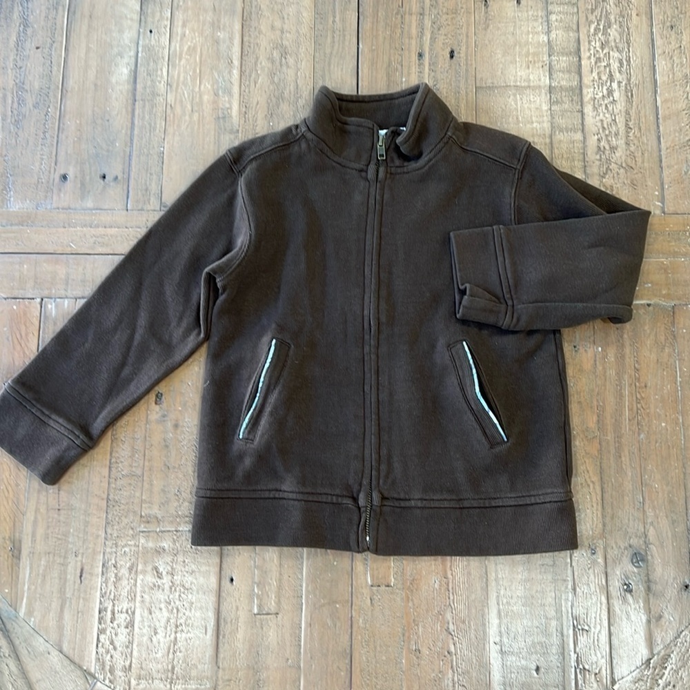 Janie and jack ribbed brown zip front sweatshirt